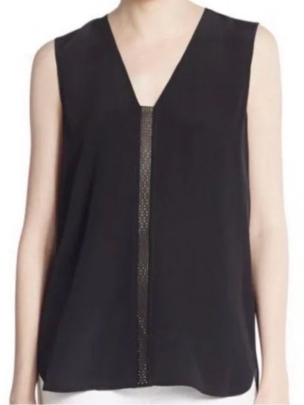 🖤 Vince silk and leather black tank